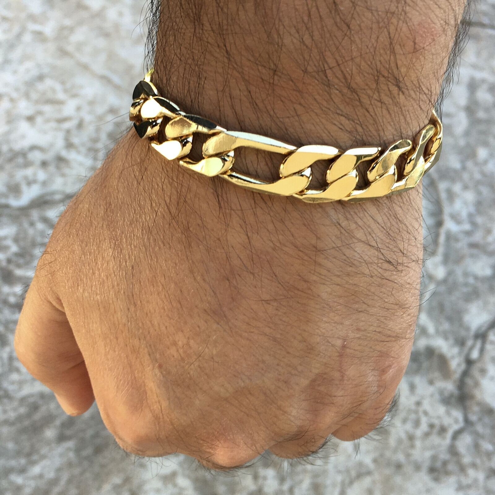 14k Gold Plated Hip Hop Chain Figaro Necklace 30″ x 12MM and Bracelet Combo Set
