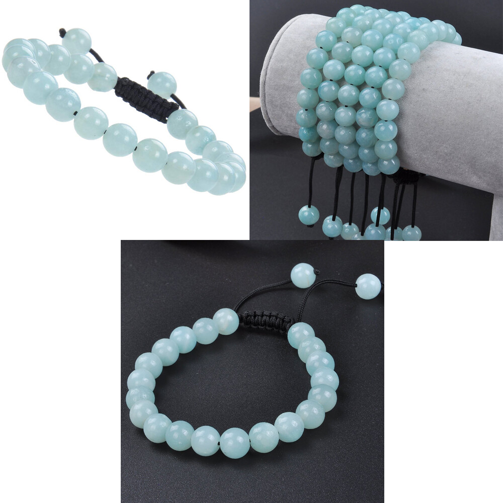 Handmade 8mm natural healing power gemstone beads adjustable bracelet for unisex
