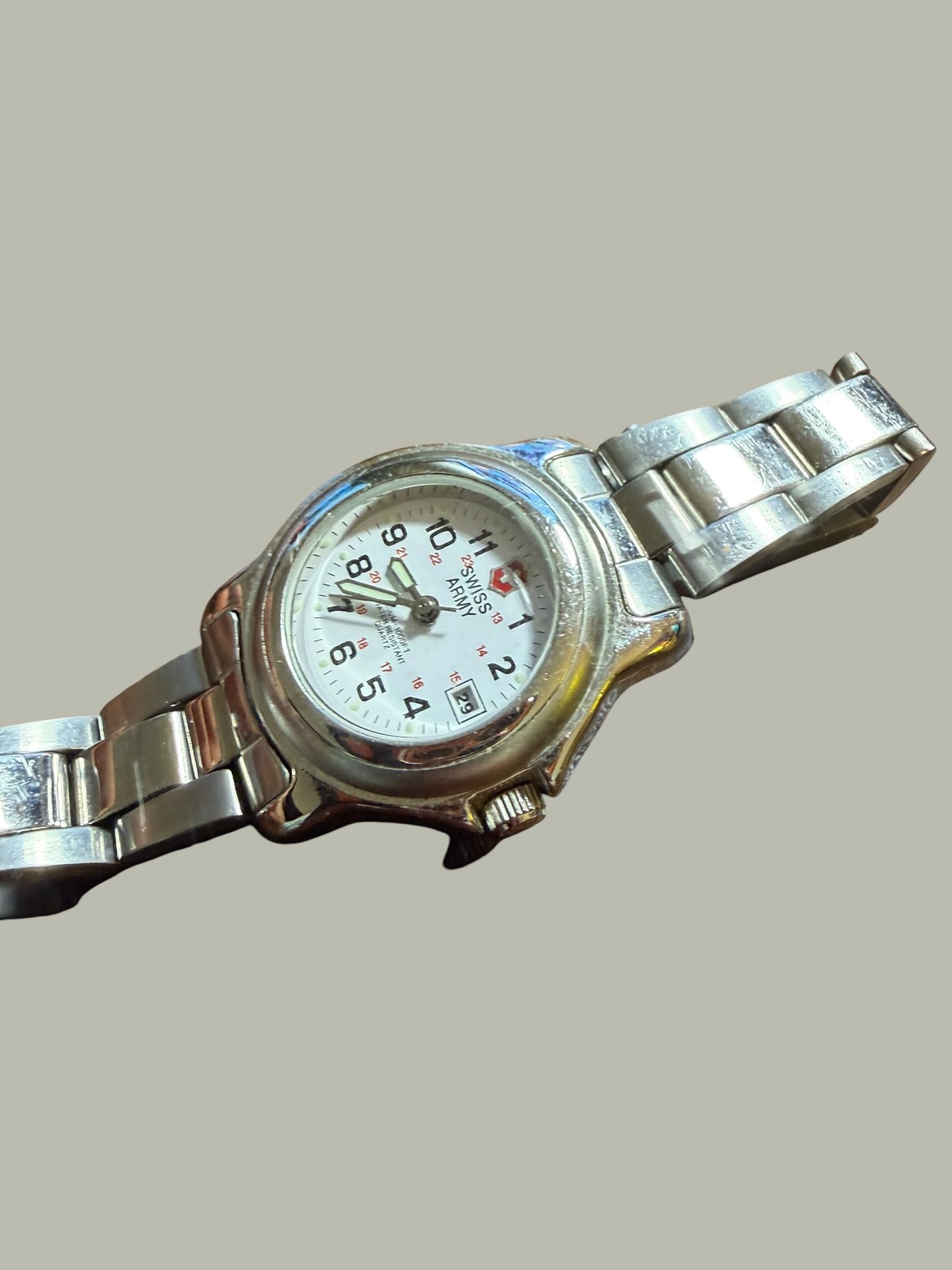 Swiss Army Women’s Stainless Steel Quartz Watch White Dial Date 100M Water