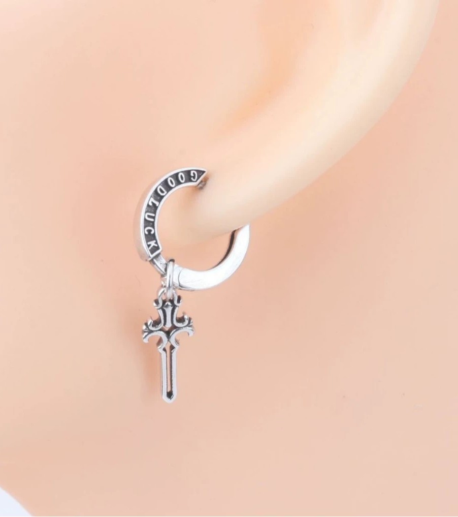 (1pc) Fashion Silver Plated Alloy 3D Good Luck Sword Alloy Men’s Dangle Earring
