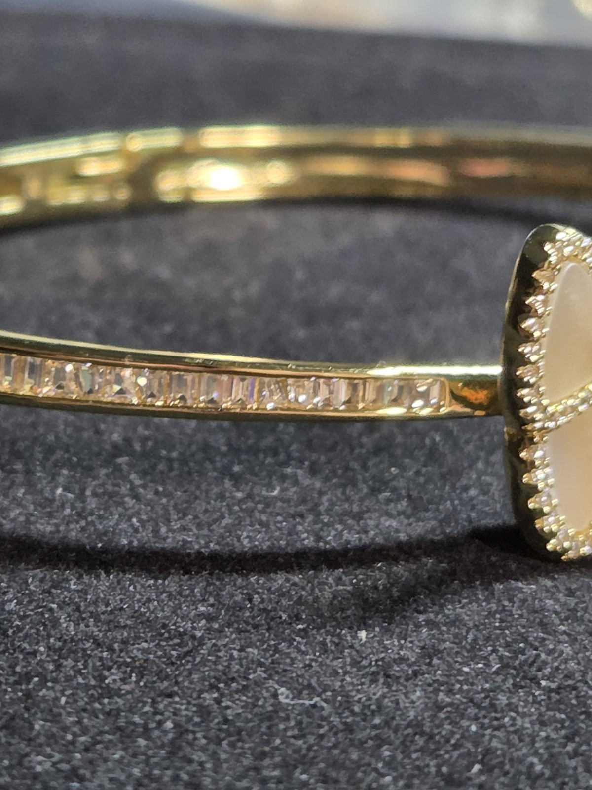 Freida Rothman Family Vault Butterfly MOP CZ Gold Plated Hinged Bangle 6.5″