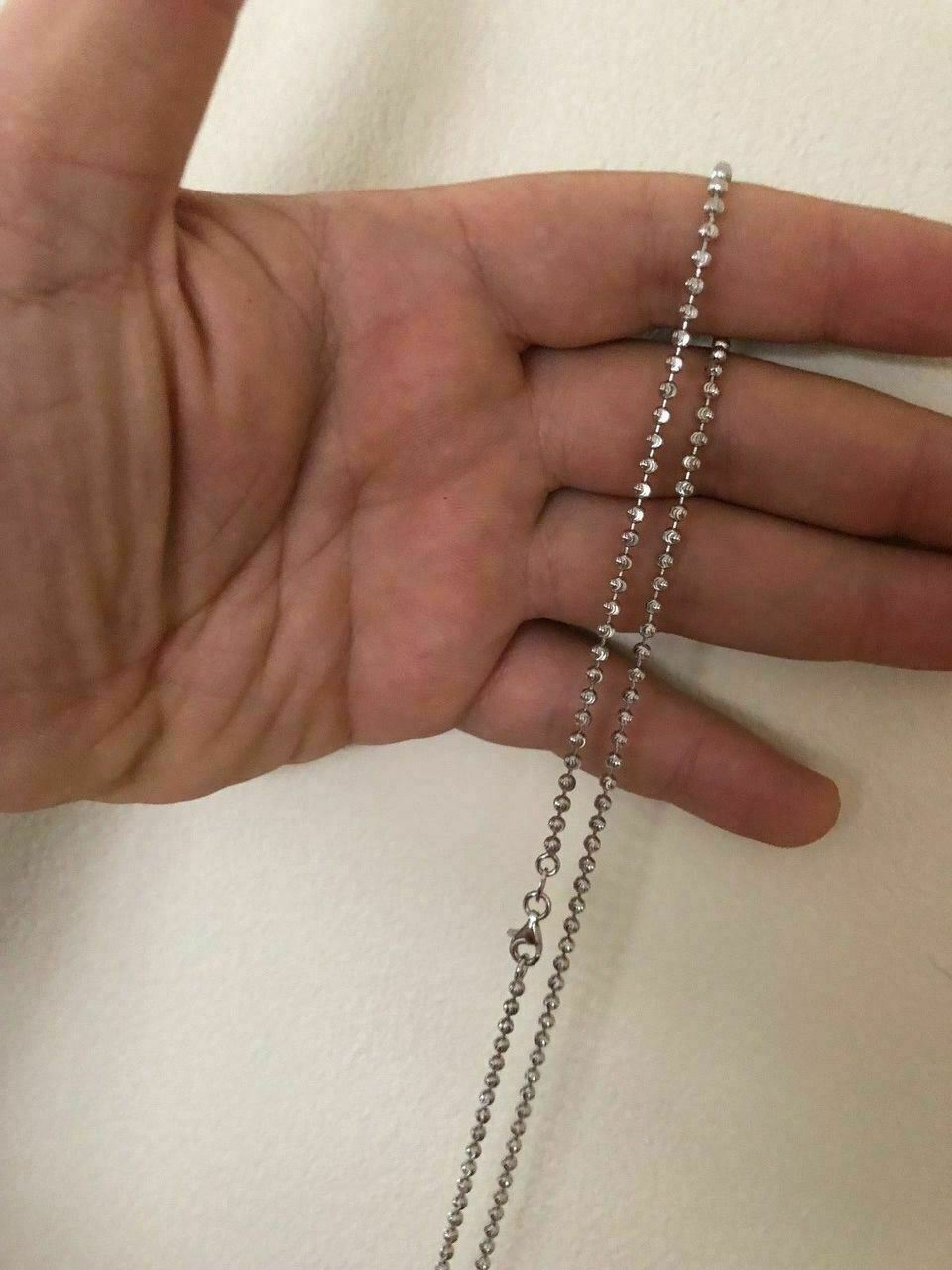 Real Solid 925 Sterling Silver Ball Moon Diamond Cut Chain MADE IN ITALY 2.5mm