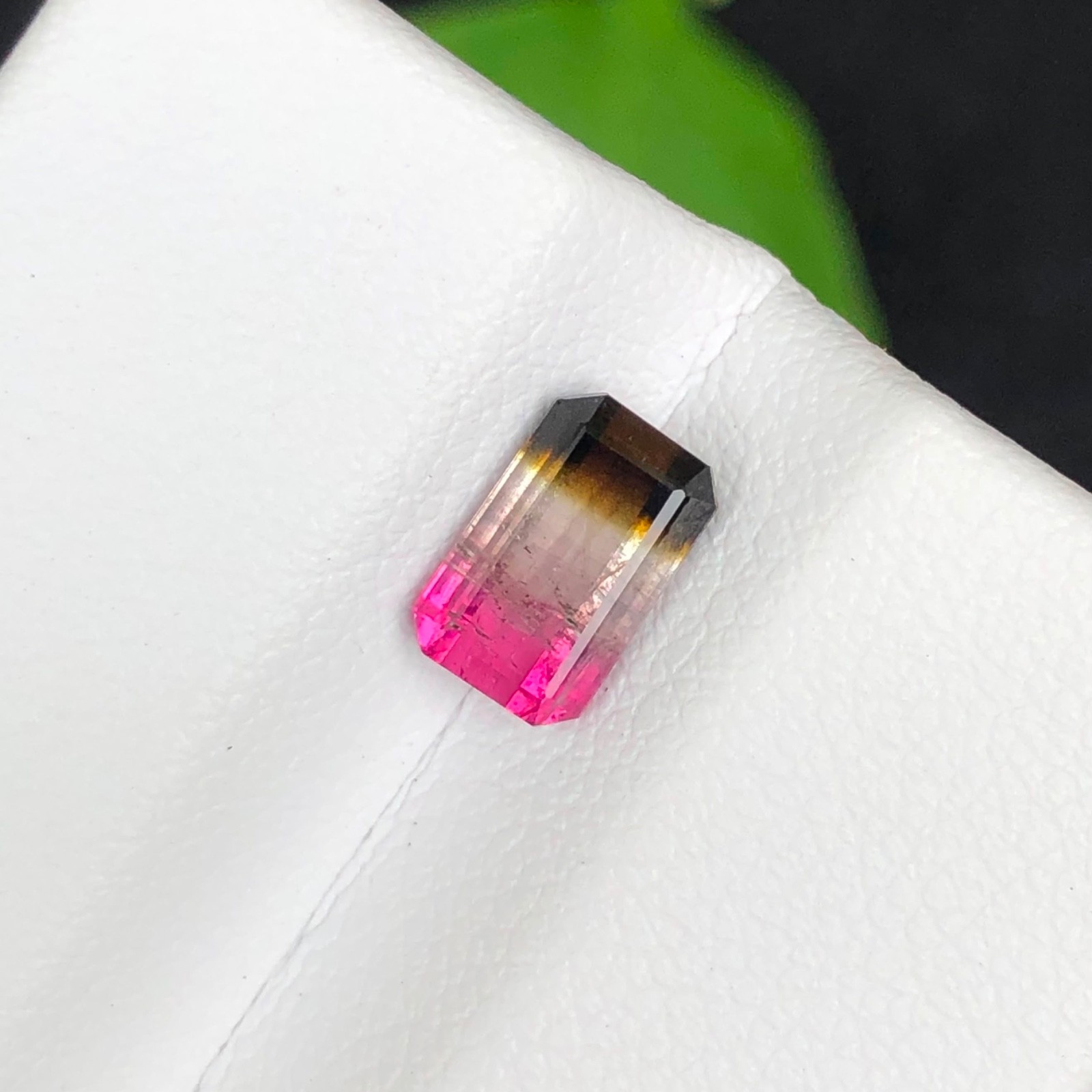 1.40 Carat Natural Tricolour Tourmaline Emerald Cut From Afghanistan