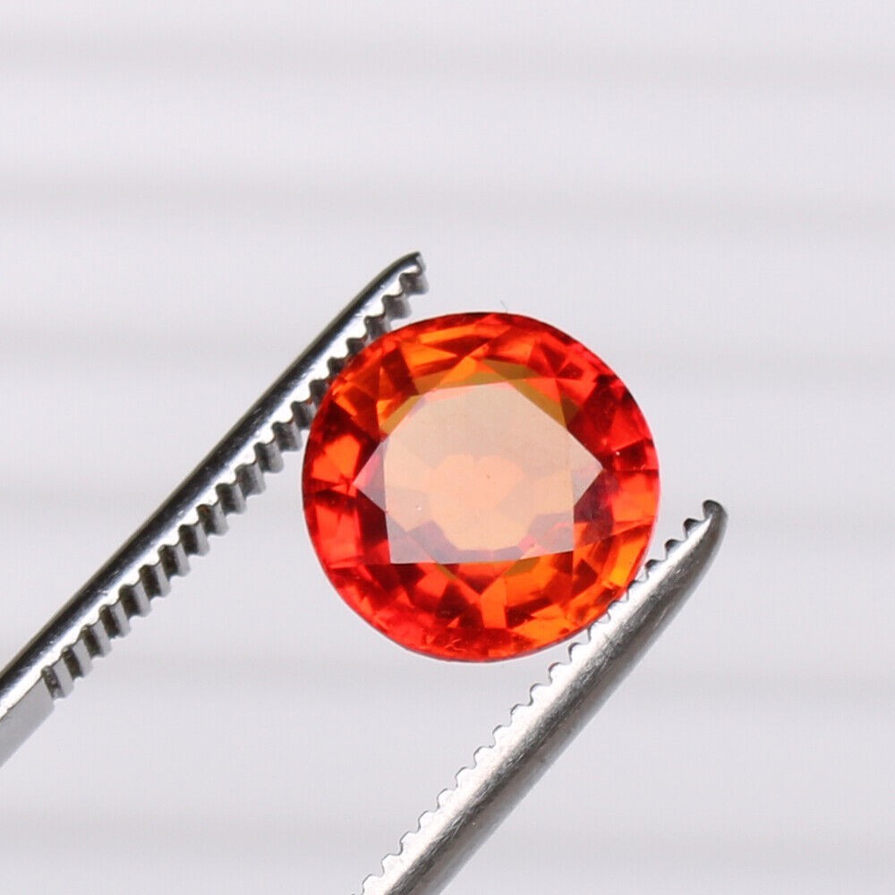 Certified 6.50 Carat. Orange Sapphire Round Cut Loose Gemstone Bright Fire AAA