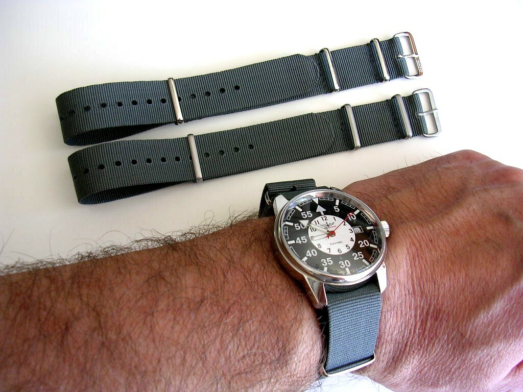 18mm British Admiralty Grey SS NATO G10 ballistic watch band RAF strap IW SUISSE