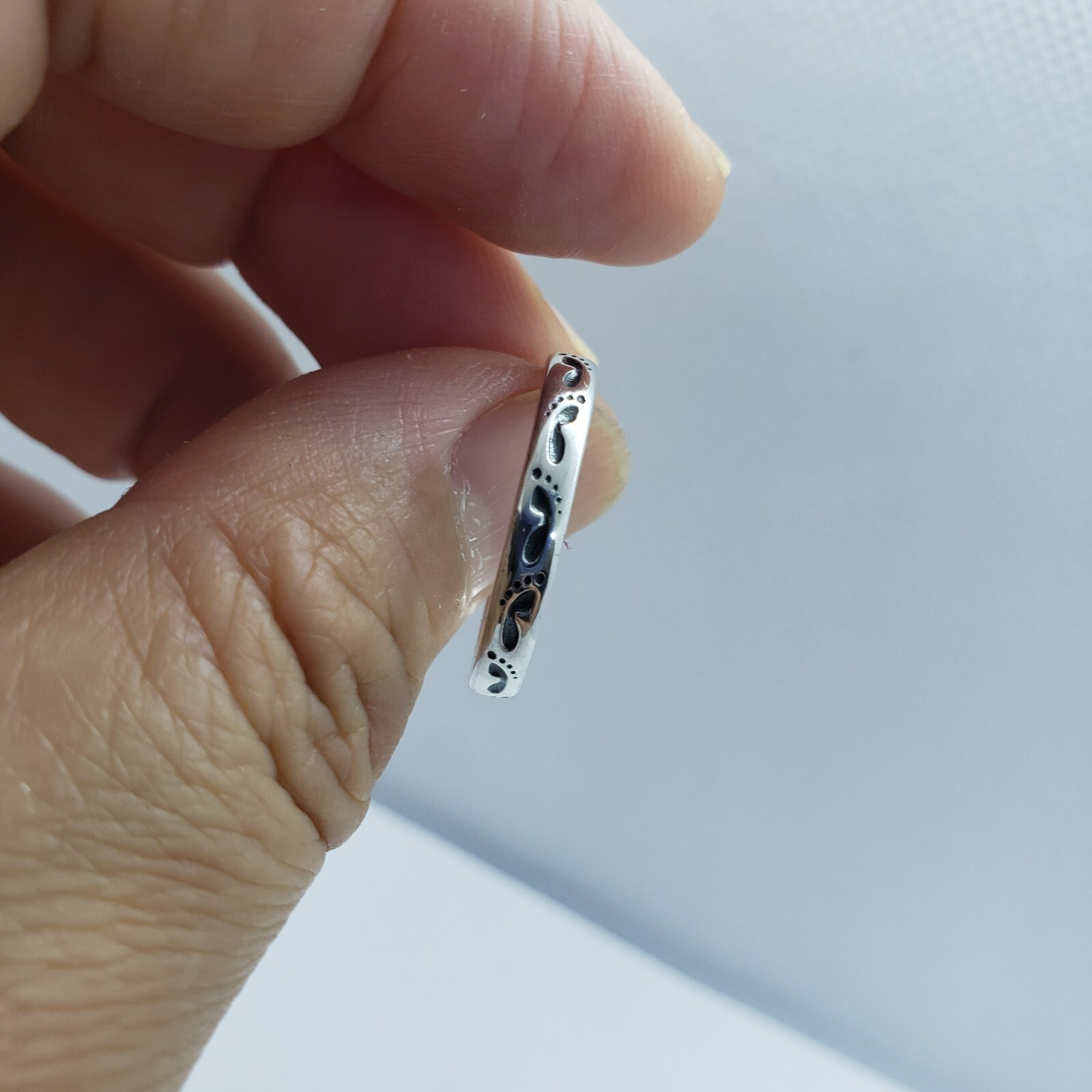 3mm Sterling Silver Footprints in The Sand Stackable Ring 1/8 inch Sizes 6 to 10
