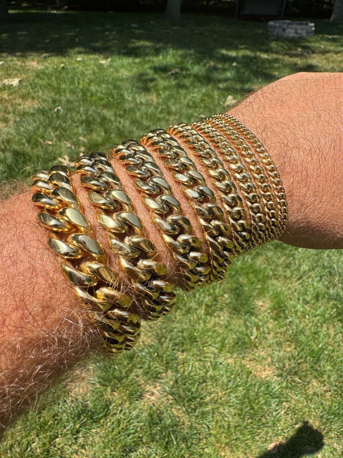 Miami Cuban Link Bracelet 14k Yellow Gold Plated Stainless Steel 4-18mm