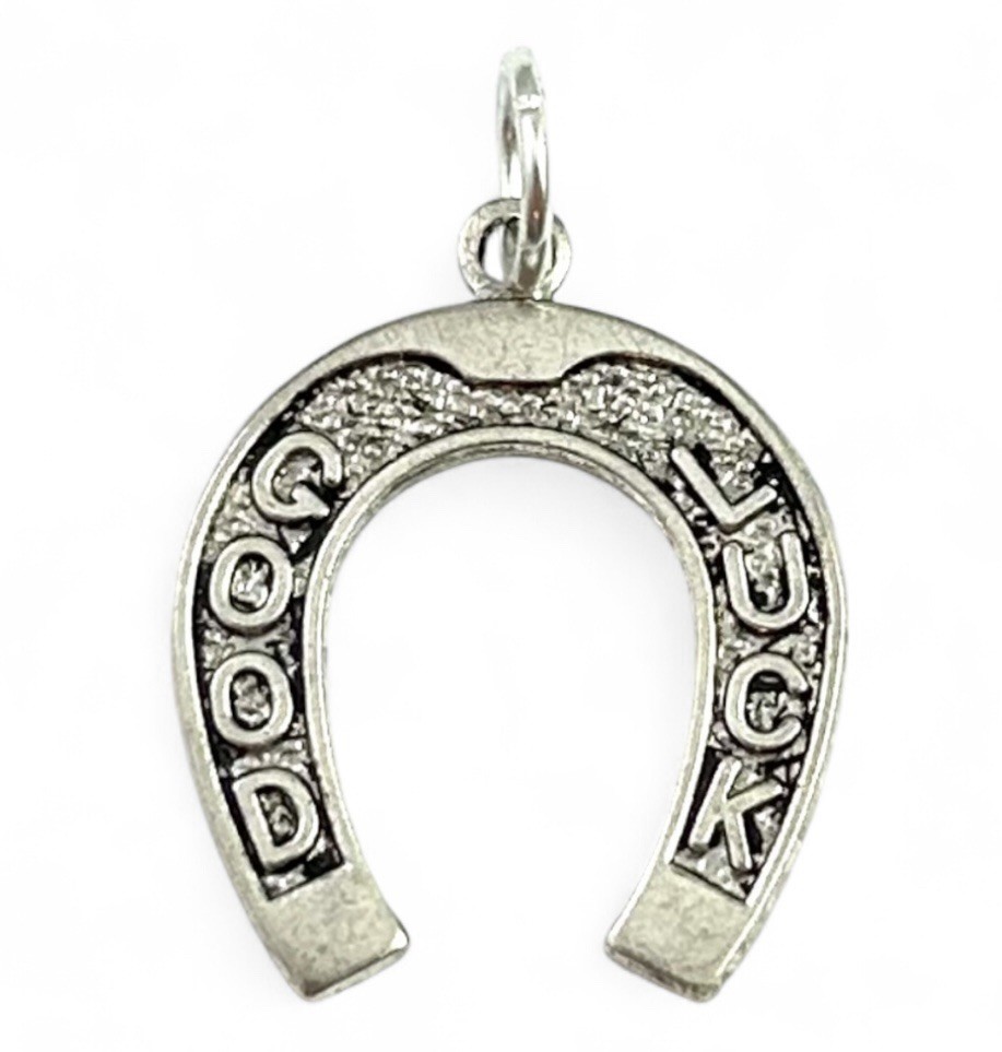 Horseshoe Lucky Charm Good Luck Charm Pendant Antiqued Silver Plated Jewelry