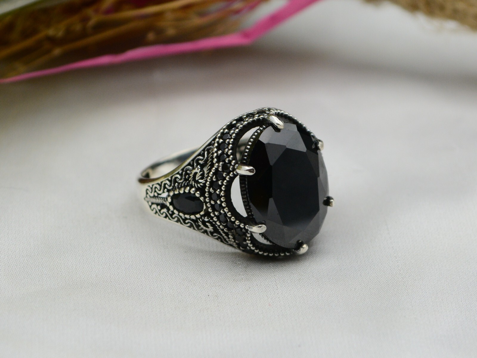 Onyx Black Men’s Ring Solid 925 Sterling Silver Turkish Jewelry All Size