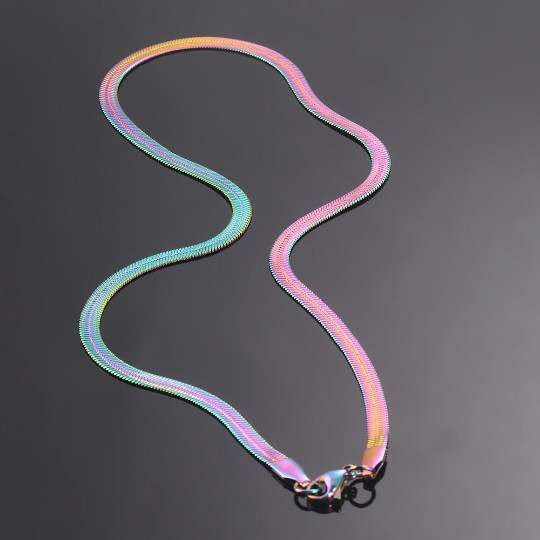 1-10pc Stainless Steel Rainbow Herringbone Chain Necklace Wholesale Bulk Lot