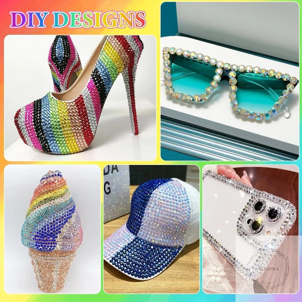 32000Pcs Rhinestones Bedazzling Kit with Tools, 3mm Color Resin Rhinestones for