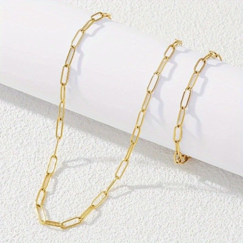 Golden Men’s and Women’s Titanium Steel Bracelet Necklace Fashion Jewelry Set