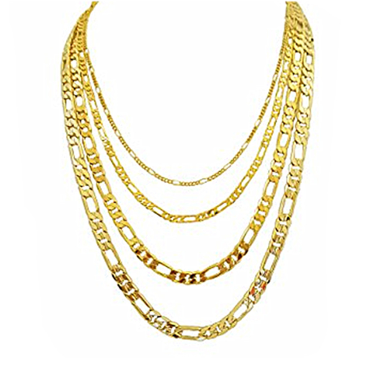 Fine Jewelry 4 mm Fashion 18k Gold Plating Figaro Chain Necklace 20 inch/24 inch