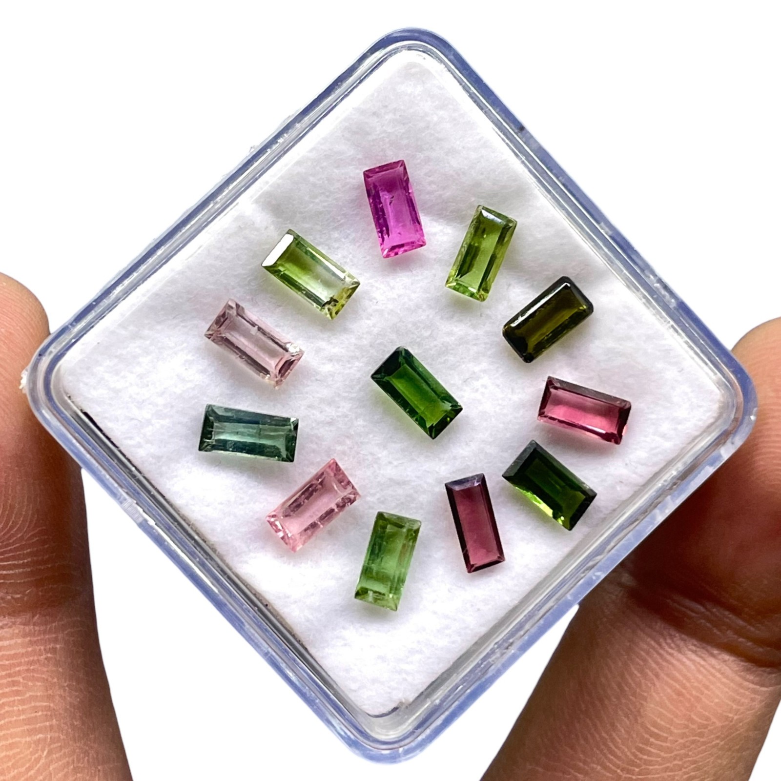 12 Pcs Natural Multi Tourmaline 6-6.3mm Baguette Cut Loose Untreated Gemstones