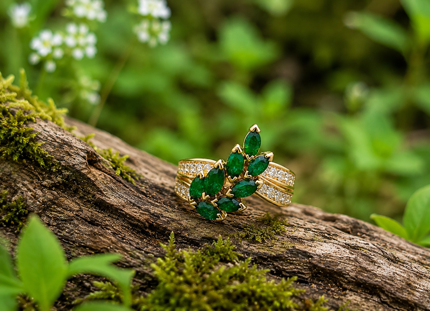 2Ct Marquise Lab Created Green Emerald Wedding Band Ring 14K Yellow Gold Plated