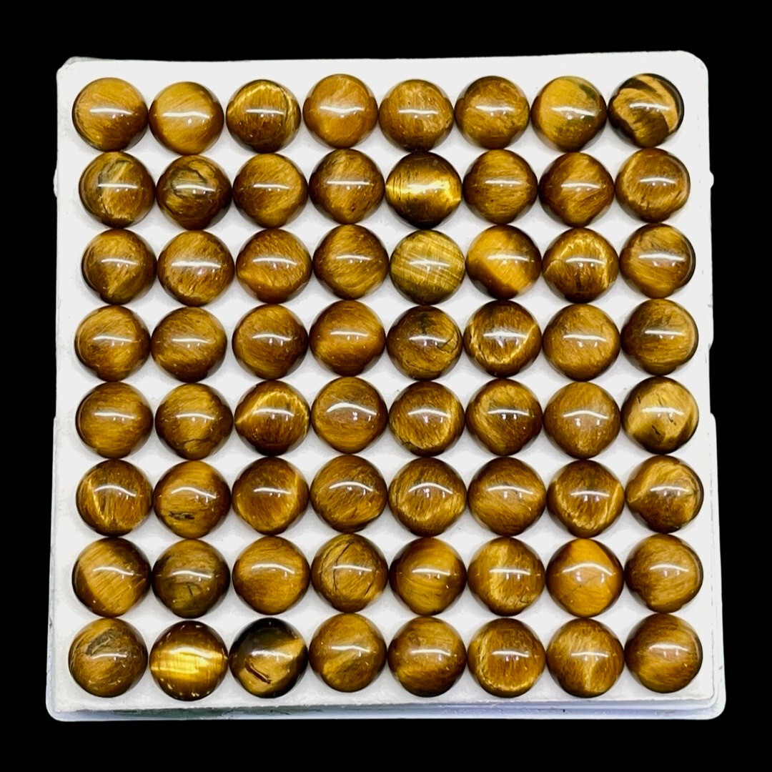 42 Pcs Natural Tiger Eye 10mm Round Cabochon Wholesale Loose Gemstones Lot
