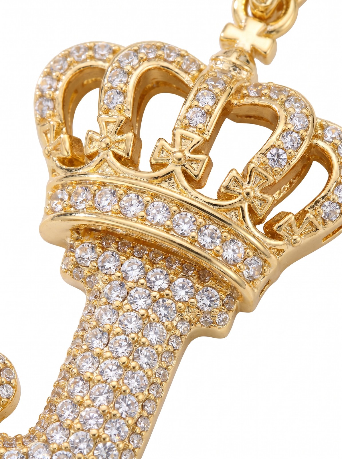 Crown Letter Necklace – Bling Rhinestone Initial Pendant with Gold Chain