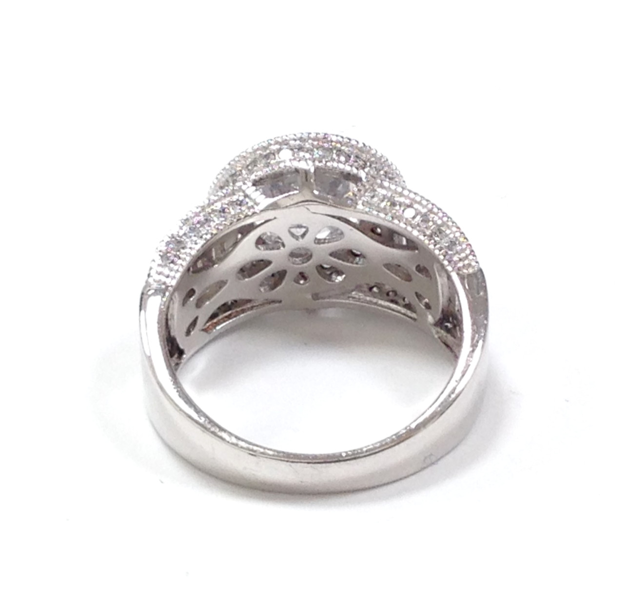 FZN Fuzion Creations 925 Sterling Silver Round Clear CZ Engagement Ring Sz 7.75