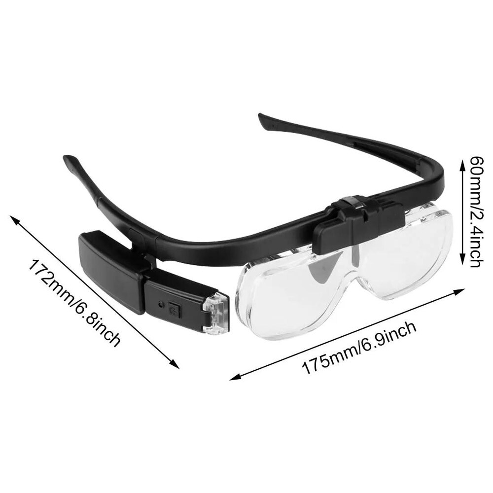 LED Jewelers Magnifying Glasses Headband Magnifier Illuminated Visor With 3 Lens