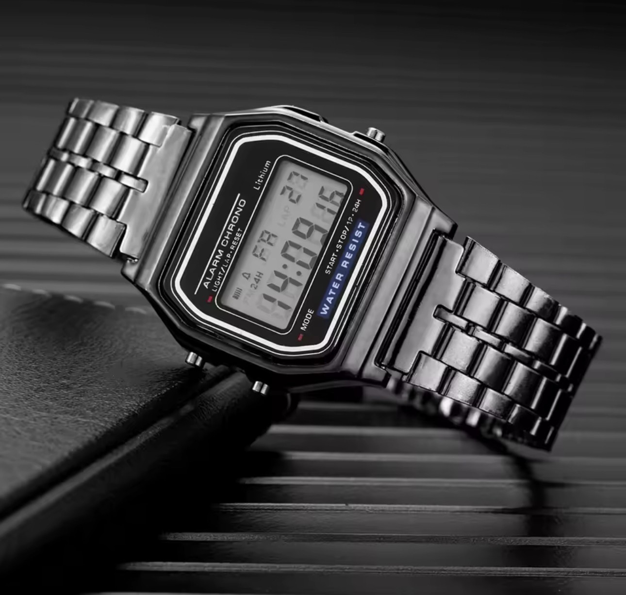 Mens Luxury Digital Watch Stainless Steel Silver Dial Bracelet Classic Business