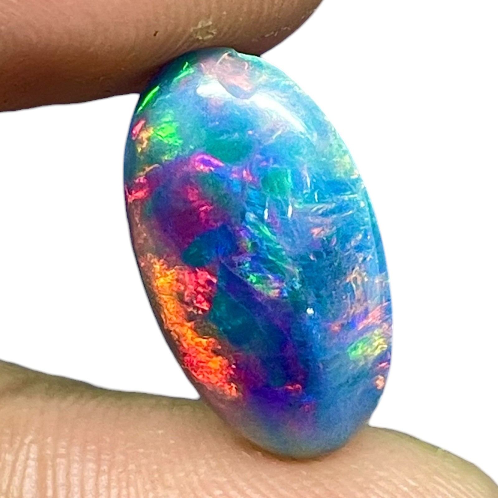 3.38 Cts Natural Black Opal 18x10mm Oval Cabochon Multi Fire Loose Gemstone