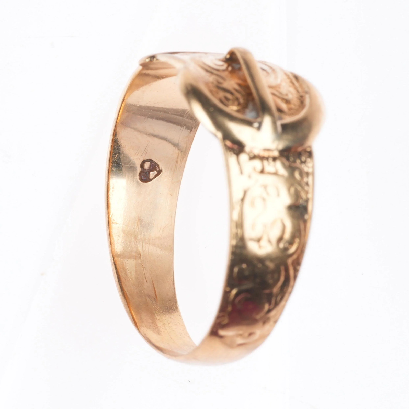 sz11 Antique 9k gold 9 carat buckle style band men’s ring