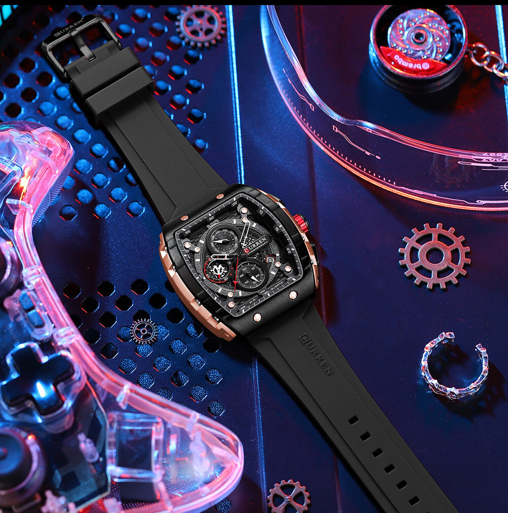 CURREN Men Sport Watch Brand Silicone Wristwatch Big Case Male Quartz Watches