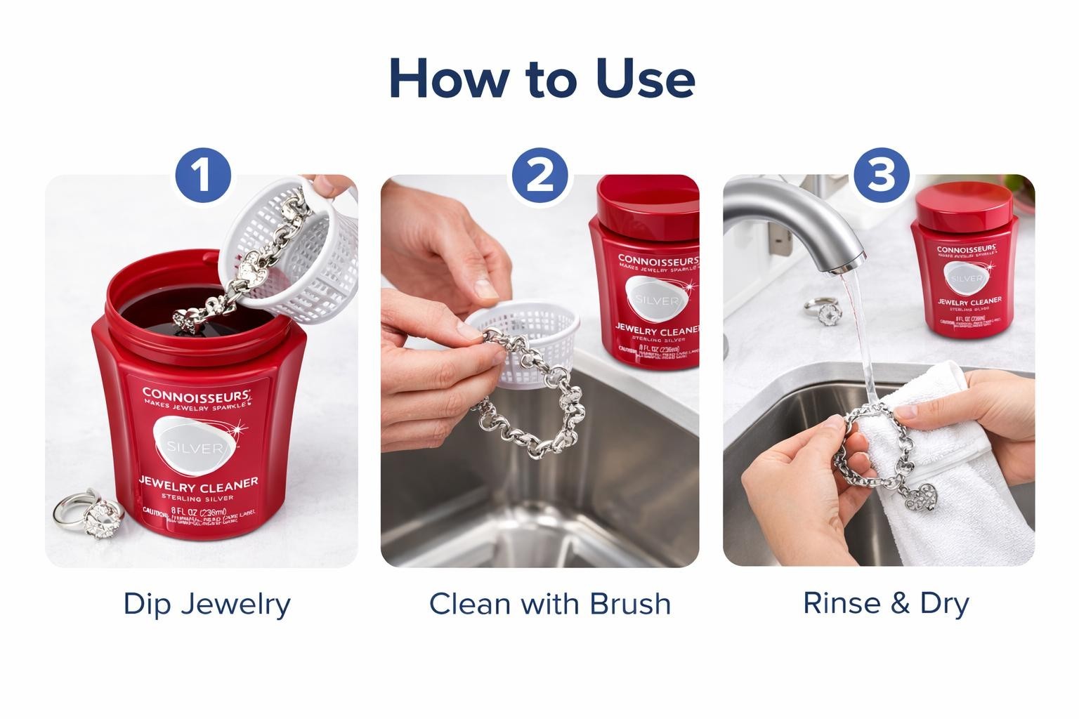 Silver Jewelry Cleaner Connoisseurs 8oz Sterling Silver Cleaning Solution