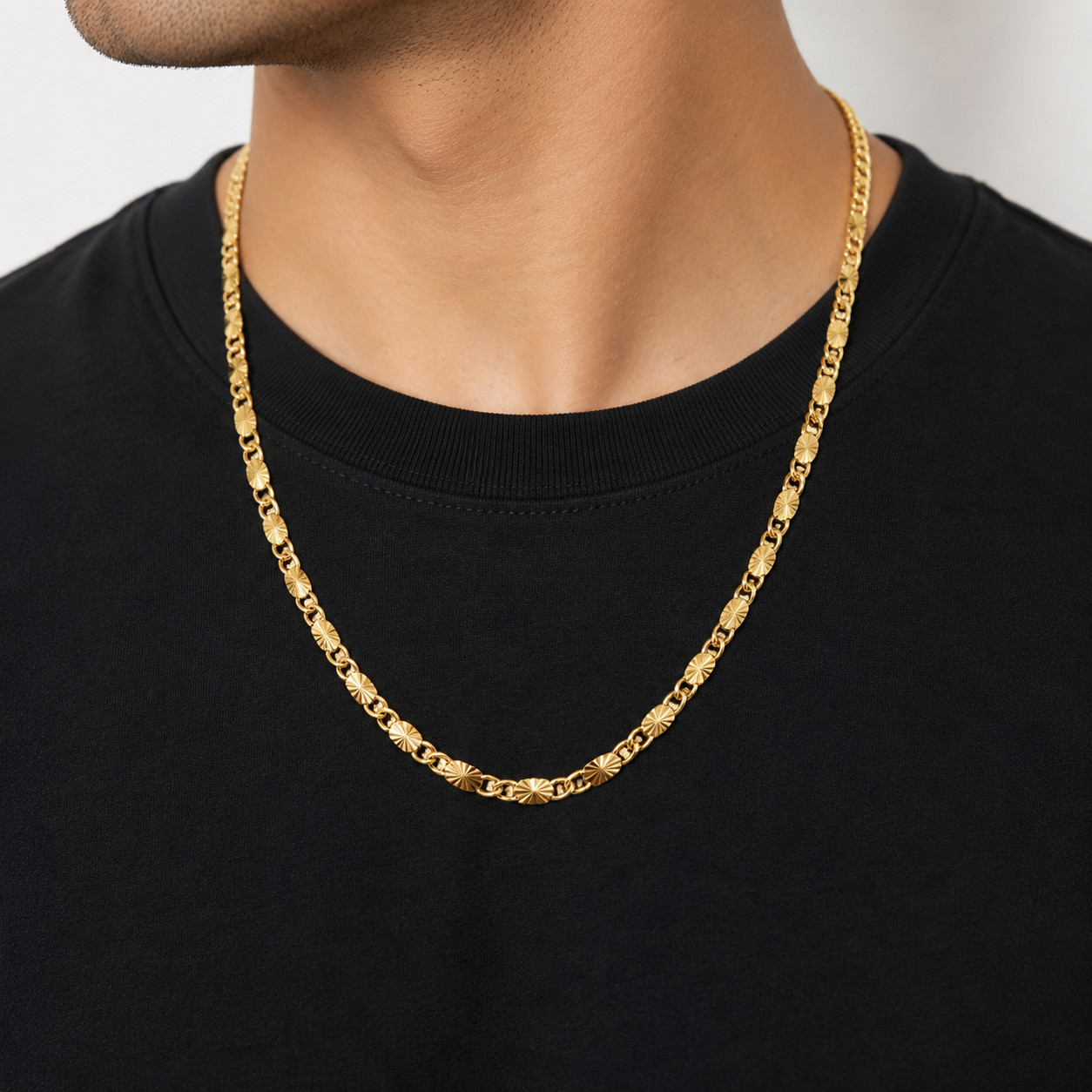 Italian 1/200 14K Yellow Gold Oro Diamond Cut Valentino Mariner Link Chain
