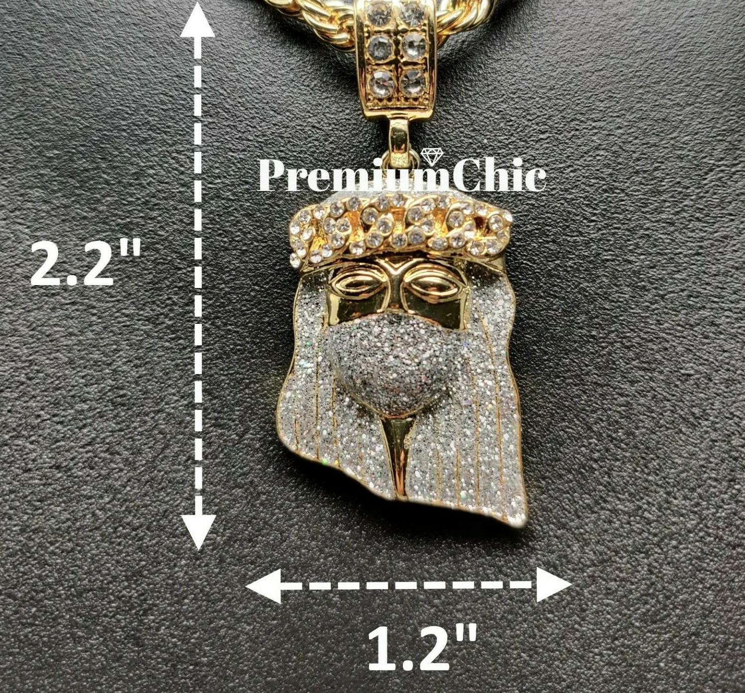 ICED Jesus Pendant & Tennis Choker Chain Necklace Gold Plated Men CZ Jewelry