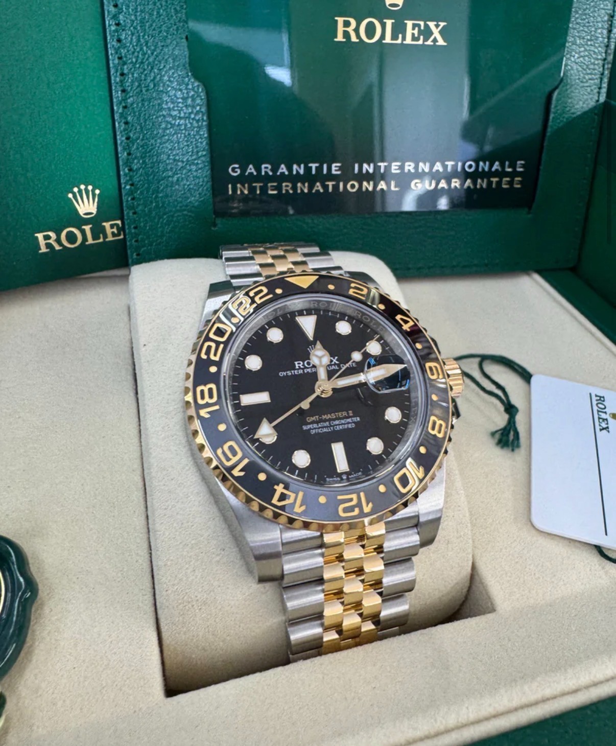 Rolex GMT-Master II 126713GRNR Gold and Silver Jubilee Bracelet with Black Bezel