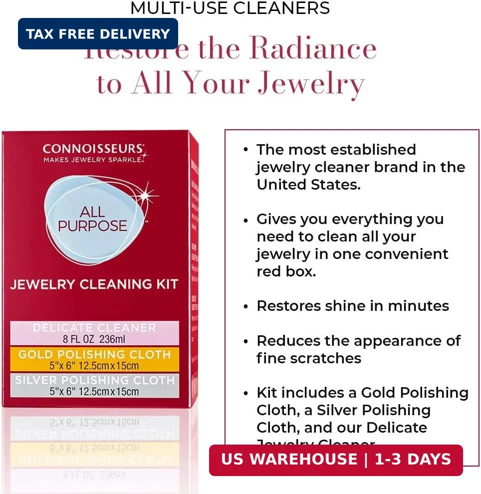 CONNOISSEURS All-Purpose Jewelry Cleaning Kit – Includes Delicate Jewelry Cleane