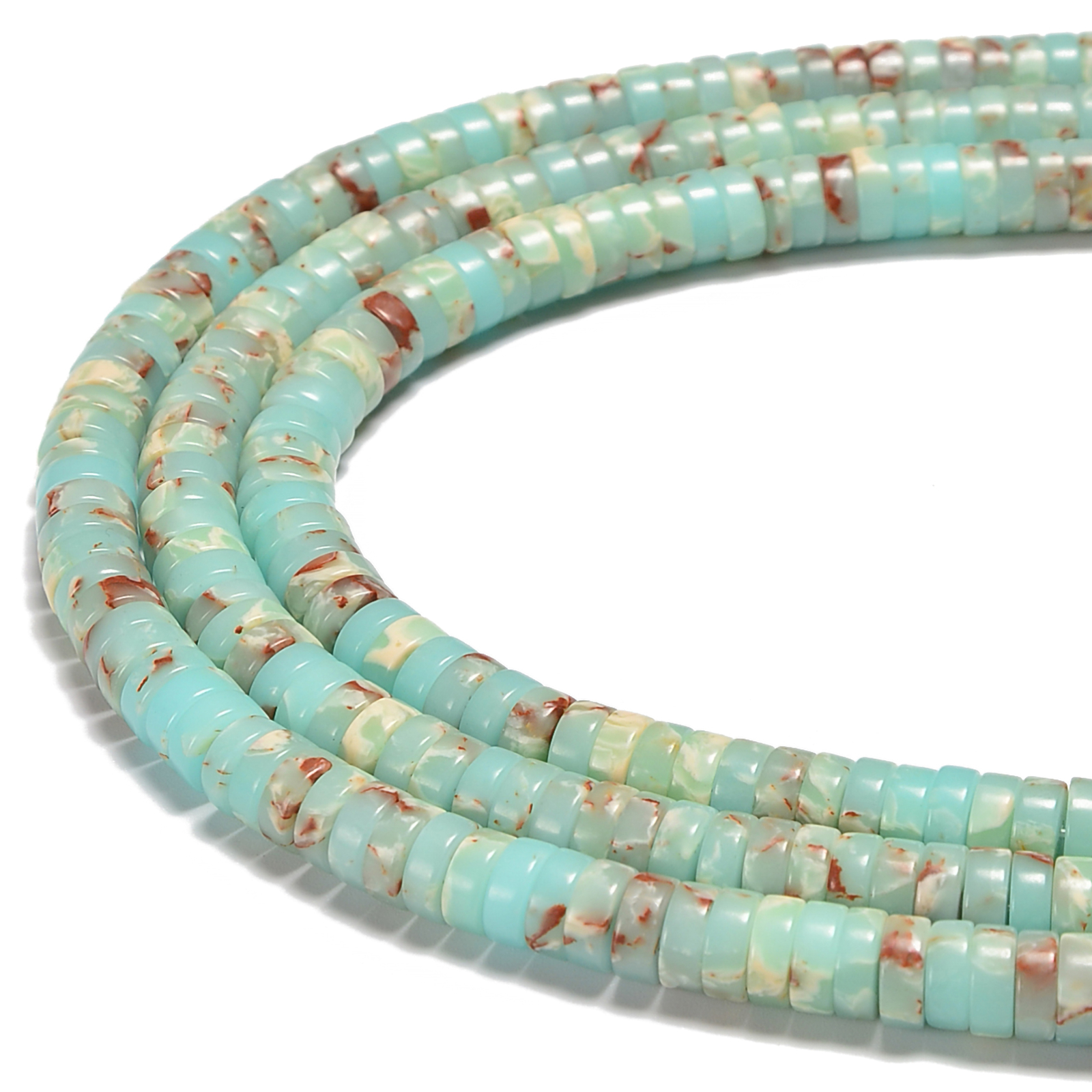 Light Green Aqua Terra Jasper Heishi Disc Beads 2x4mm 2x6mm 3x8mm 15.5” Strand