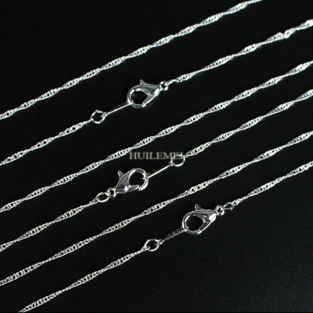 10pcs/lot 2mm 925 Silver Plated Water Wave Chain Necklaces 16″ 18″ 20″ 24″