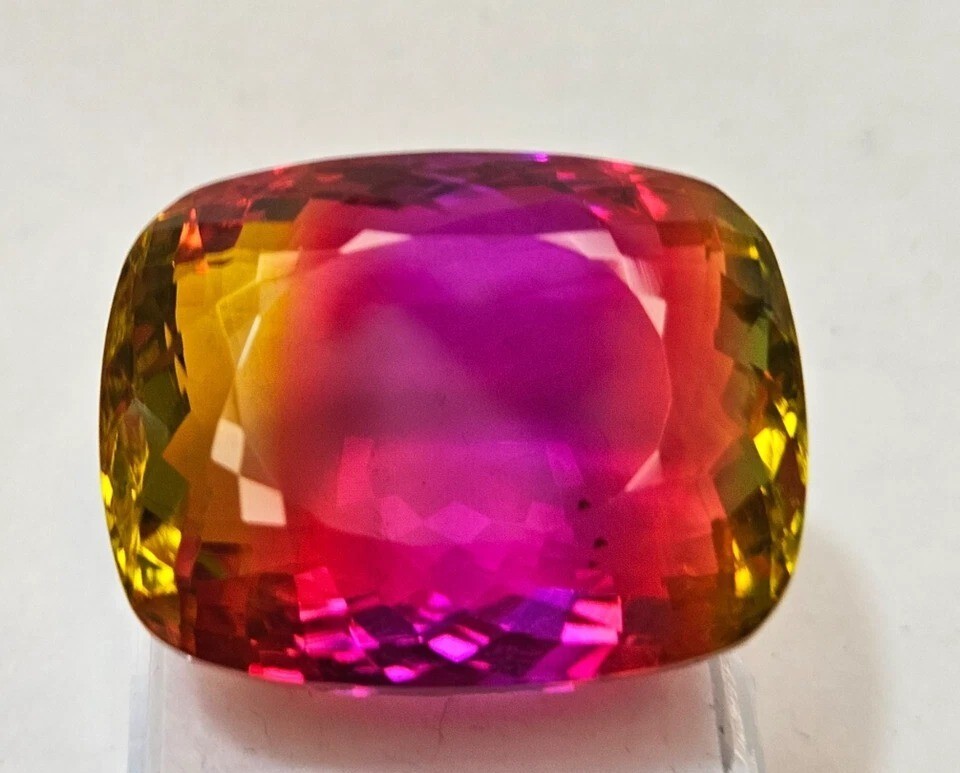 Amazing Tourmaline Bi-Colour 85+ Ct Cushion Cut Natural Certified Gemstone