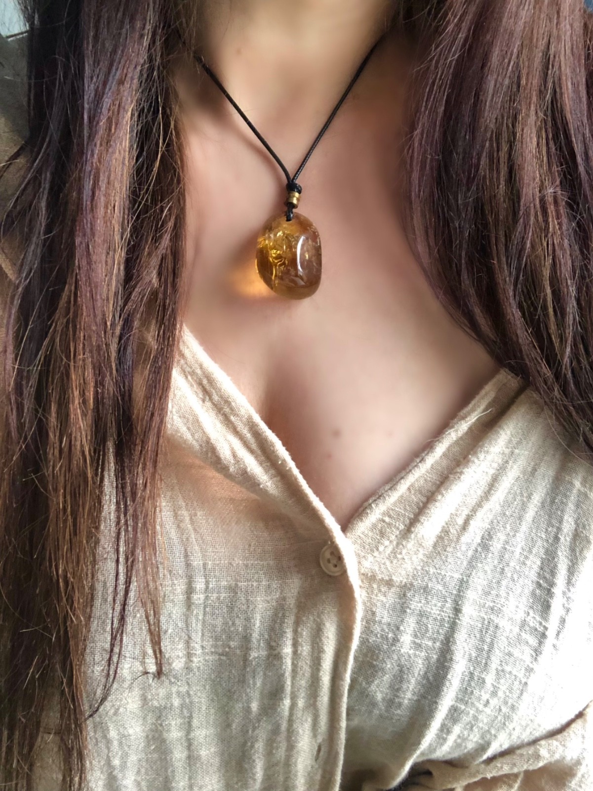 Natural Zambian Citrine Necklace with Rainbows Super Attractor Manifestation