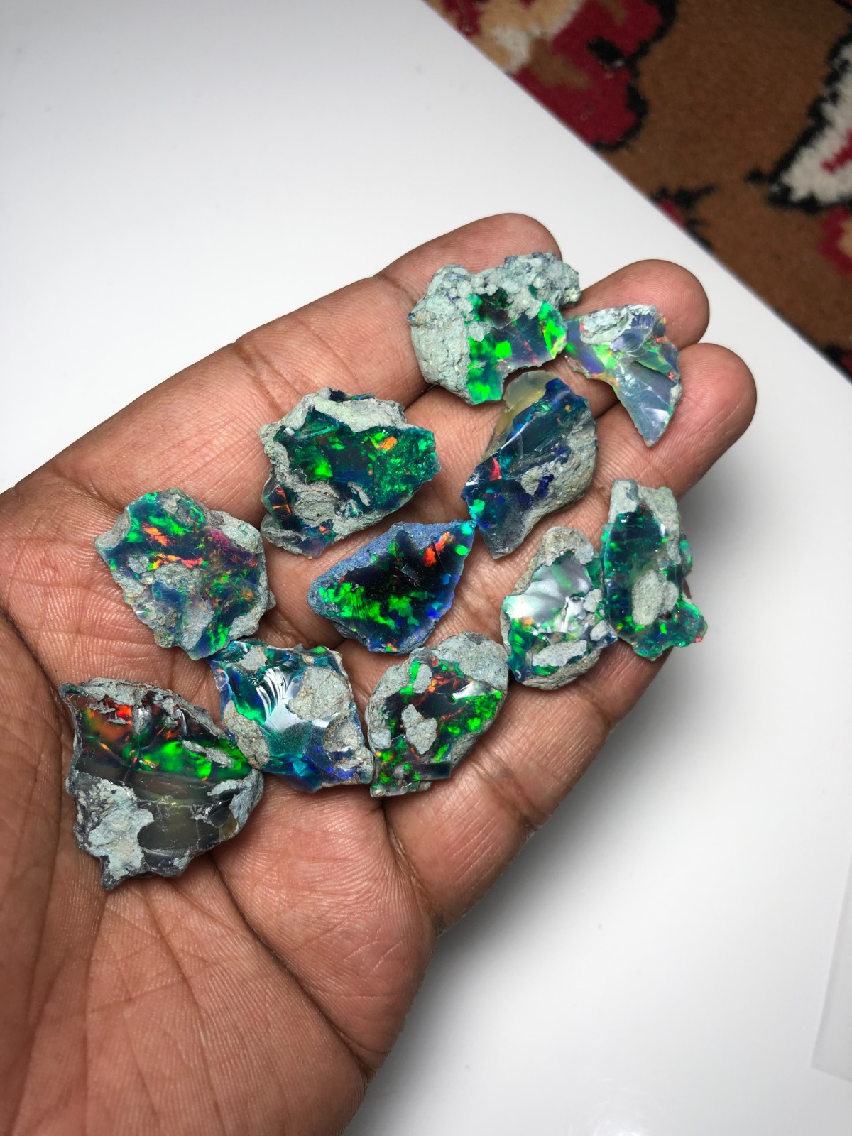 Large Premium Black Ethiopian Opal Rough Lot 10 Pc – Ready for Cutting & Jewelry