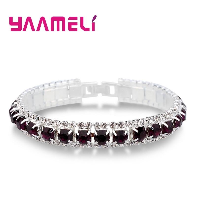Top Sale 925 Sterling Silver Color Bracelet Full AAA Zircon Austrian Crystal