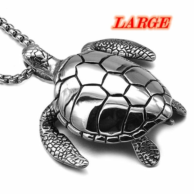 MENDEL Stainless Steel Big Sea Turtle Pendant Necklace Jewelry Men Free Shipping