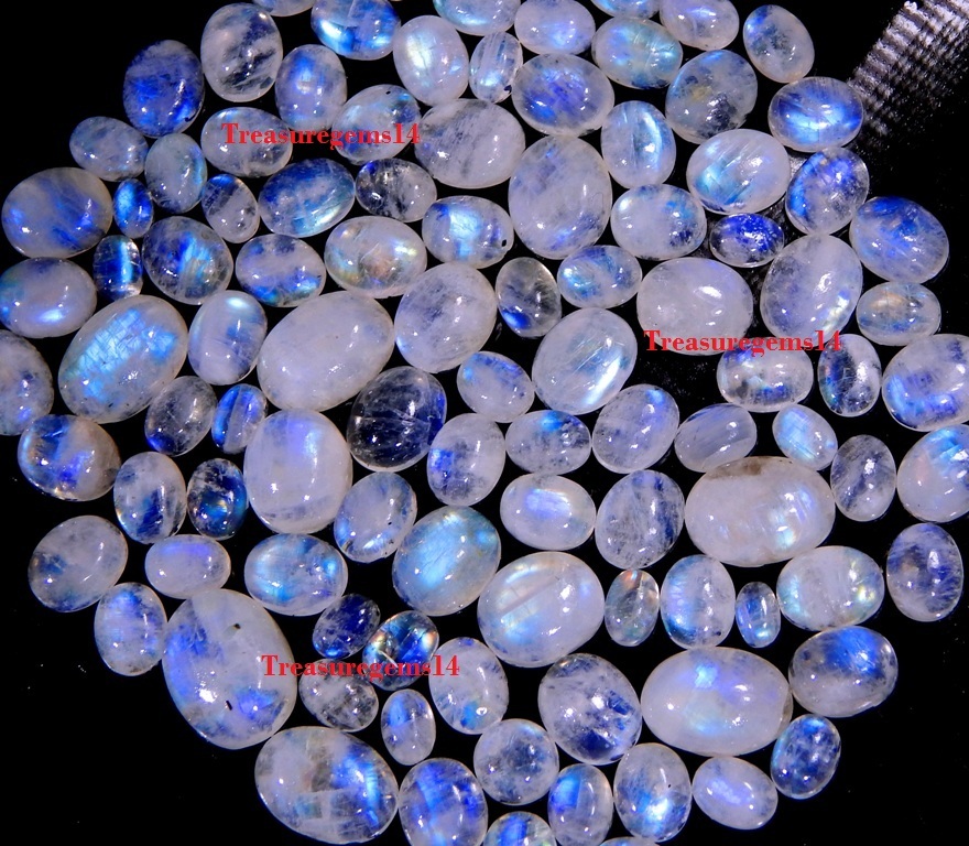 150 Crt WHOLESALE LOT NATURAL BLUE FIRE MOONSTONE CALIBRATED CABOCHON GEMSTONES
