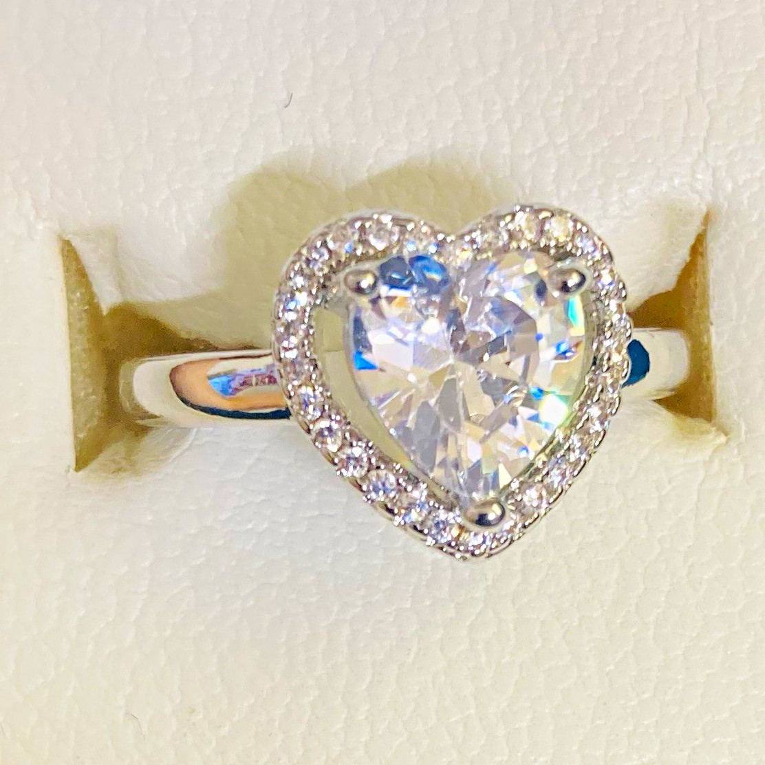 Heart Rings For Women Zircon Gold Plated Heart,RESIZABLE Stainless Steel,white