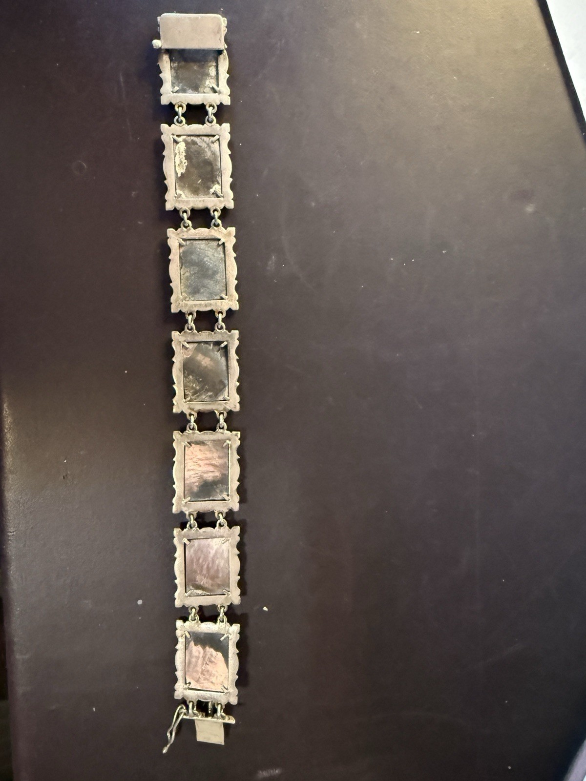 Vtg 30s 800 Silver Italy hand-Carved Cameo Bracelet 7 Greek Gods Days Week