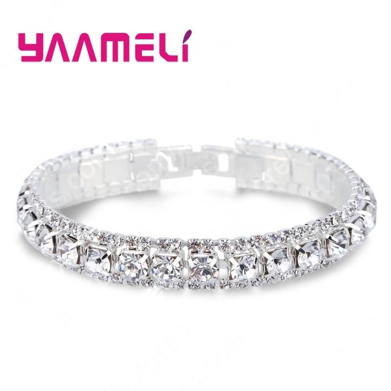 Top Sale 925 Sterling Silver Color Bracelet Full AAA Zircon Austrian Crystal
