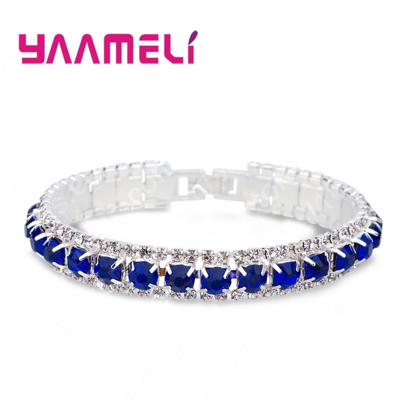 Top Sale 925 Sterling Silver Color Bracelet Full AAA Zircon Austrian Crystal