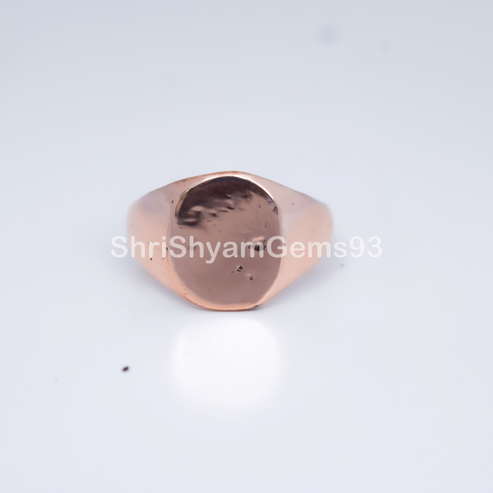 Pure Solid Copper Oval Plain Men Unisex Band Pinky Signet Ring Cast Jewelry