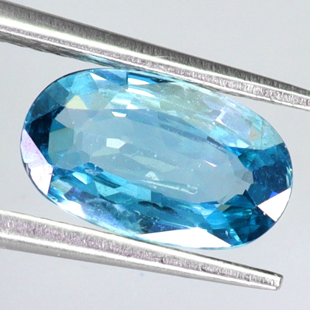 Oval Natural Heated Seafoam Blue Zircon Cambodia 2.78ct 10.5x6mm Full Fire Gem