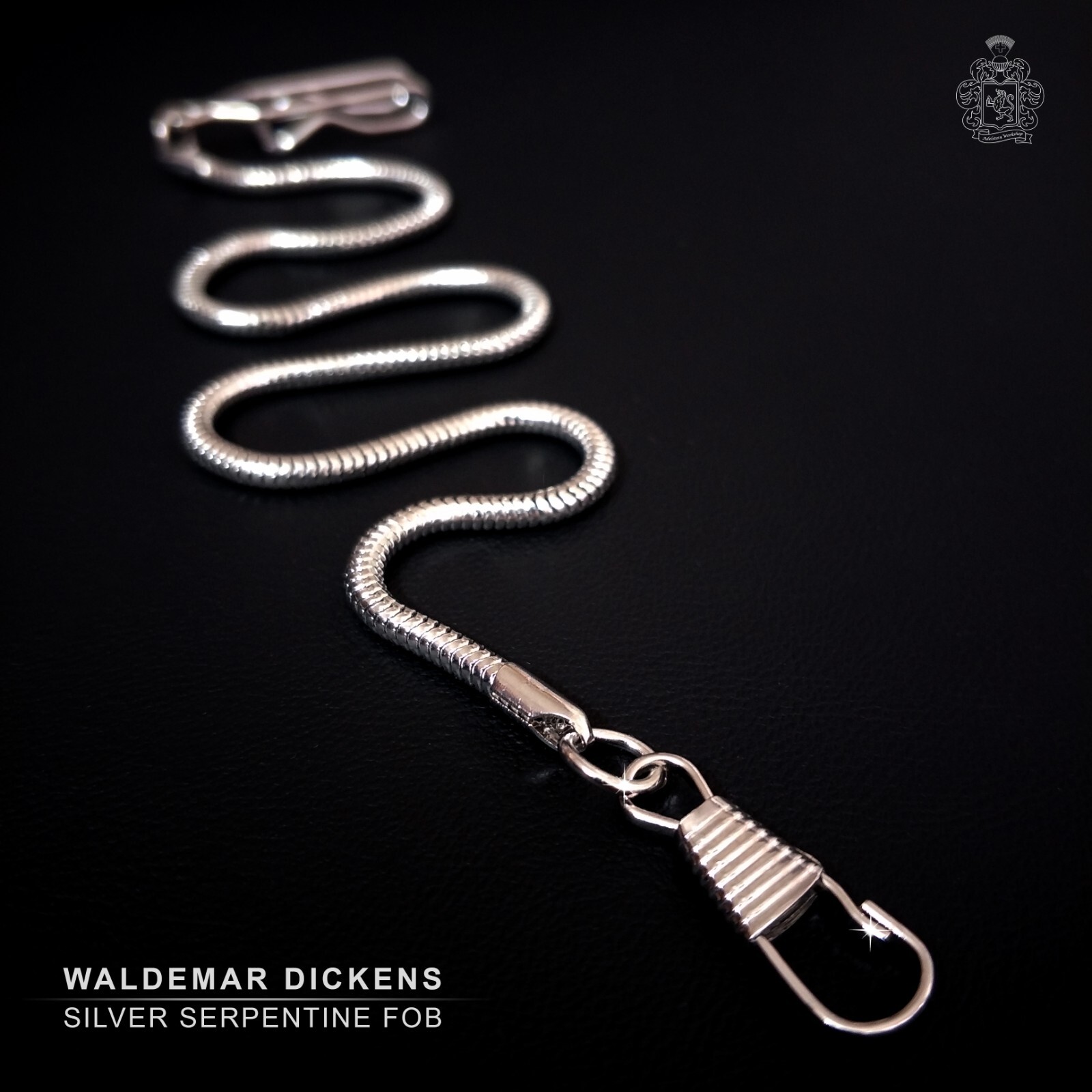 Double Curb Men’s Serpentine Silver Plated Pocket Watch Chain & Swivel