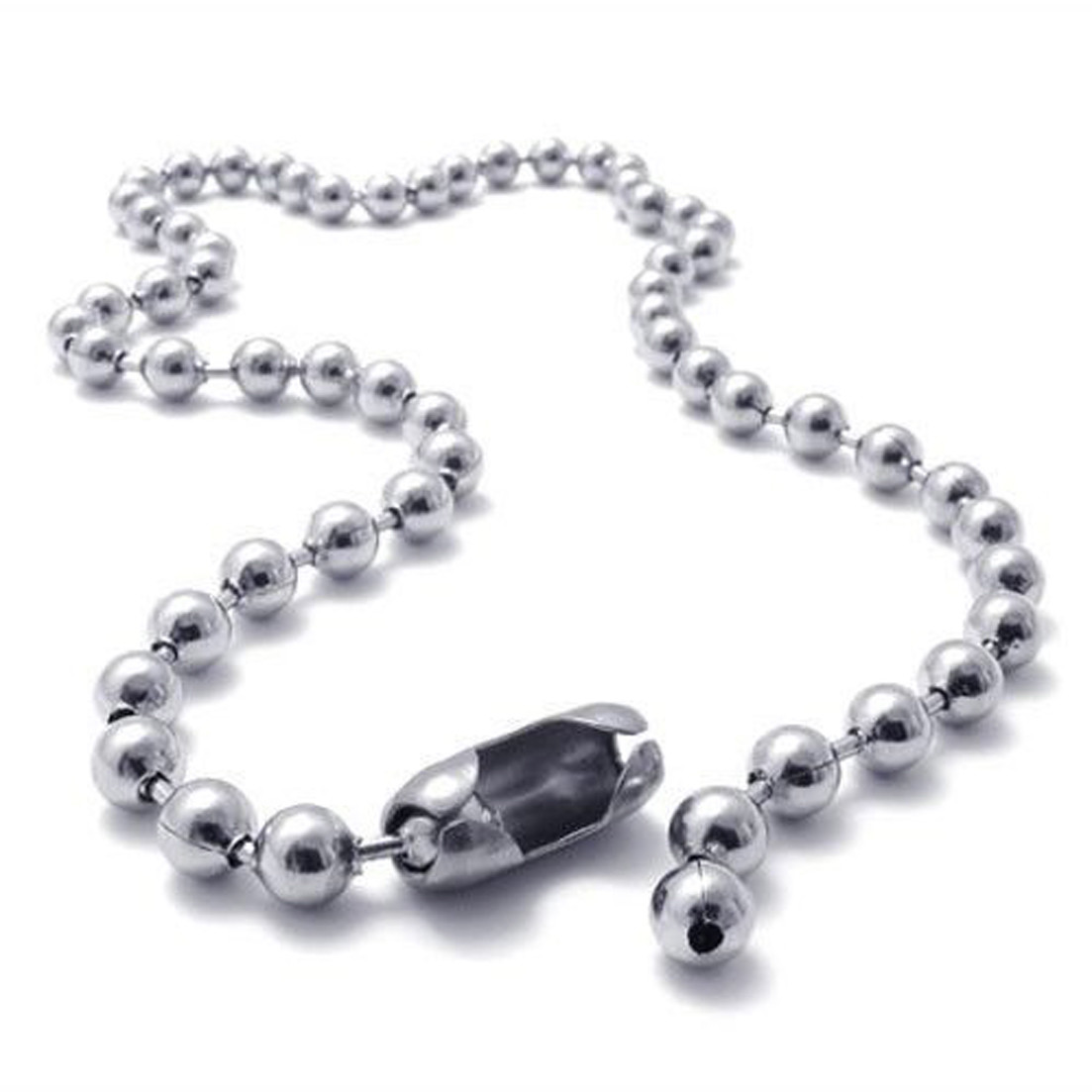 6/8/10/12mm Fashion Stainless Steel Ball Link Chain Necklace Women Mens Necklace