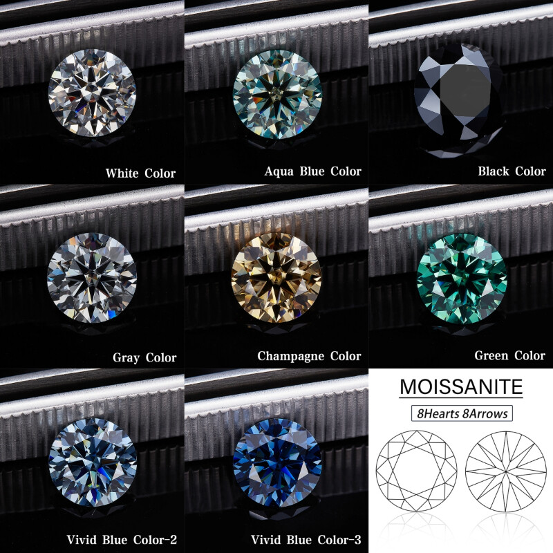 0.1-13ct D Color VVS1 Loose Moissanite Stone Round Cut for Ring Premium Quality