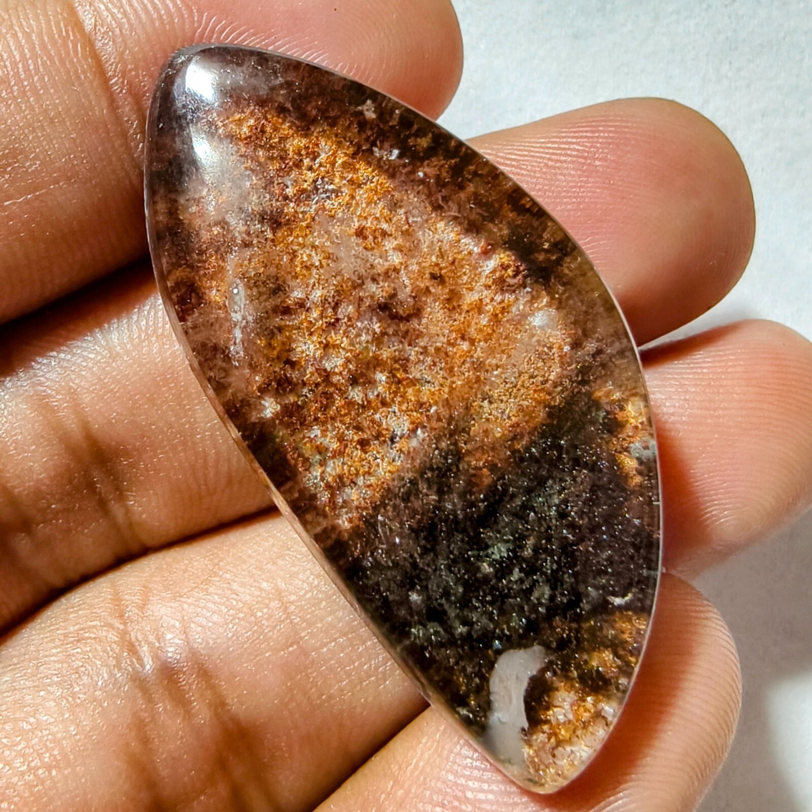 72 Cts Natural Garden Quartz Cabochon Gemstone 44.4×21.7×11.1 MM
